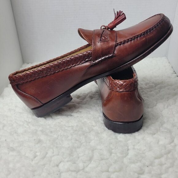 Allen Edmonds Maxfield Men\'s Slip-On Loafer Size 11 Brown Leather Tassel Braid main image 5